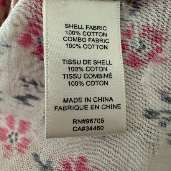 Rebecca Taylor Small Floral Print Long Sleeve Blouse 100% Cotton Ivory & Pink - Picture 3 of 7